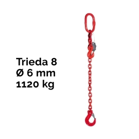 Jednopramenný řetězový vazák, oko-hák, zkracovač, nosnost 1120 kg, G8-6, Certifikát